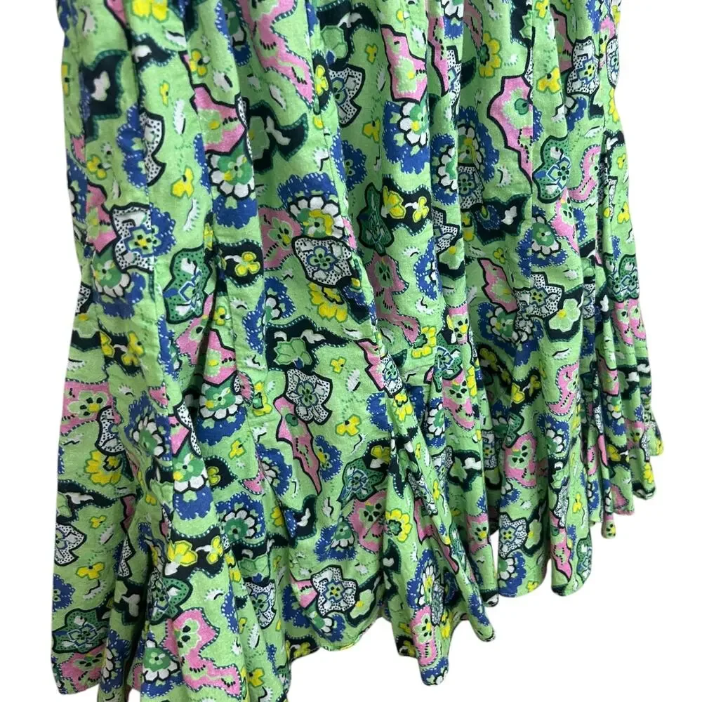 Rhode Women's 'Molly' Mini Dress Mosaic Floral Grass Flowy Open-Back Green Small - Picture 11 of 13